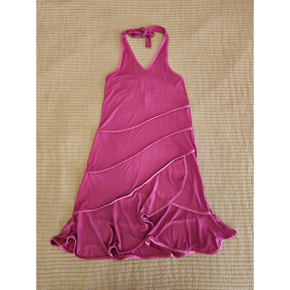 Limited Too Y2K Pink Halter Ruffle Dress Girls Size 14 Vintage Midi